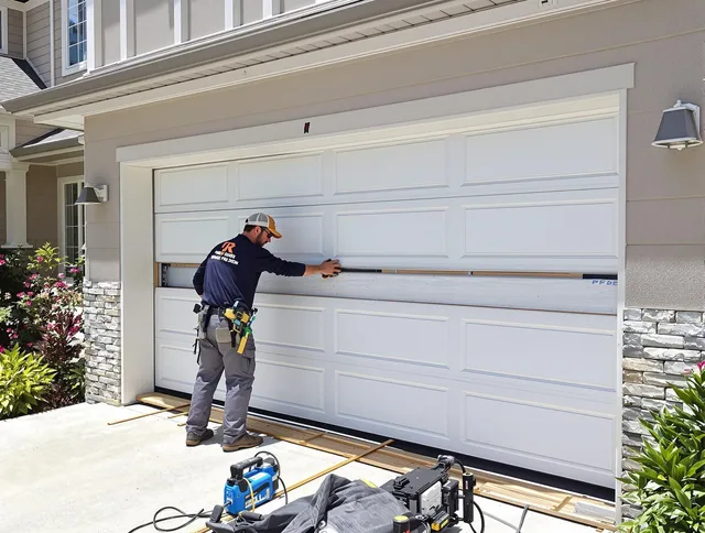 Cleveland Heights Garage Door Repair team performing complete garage door replacement at Cleveland Heights residence