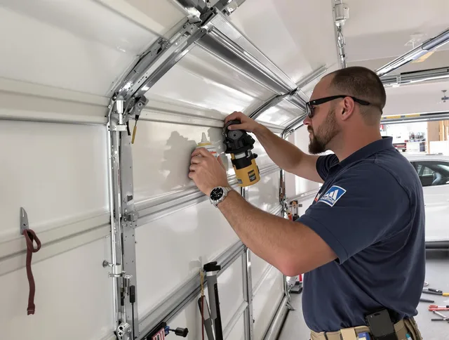Cleveland Heights Garage Door Repair technician quieting a noisy garage door in Cleveland Heights