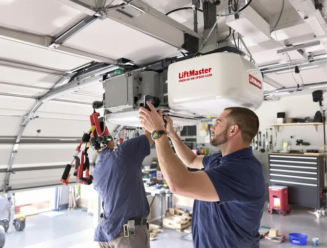 Cleveland Heights Garage Door Repair technician performing advanced diagnostics on garage opener in Cleveland Heights